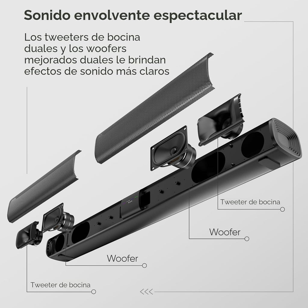 Barra de sonido para Smart TV, 2 en 1 desmontable, sonido