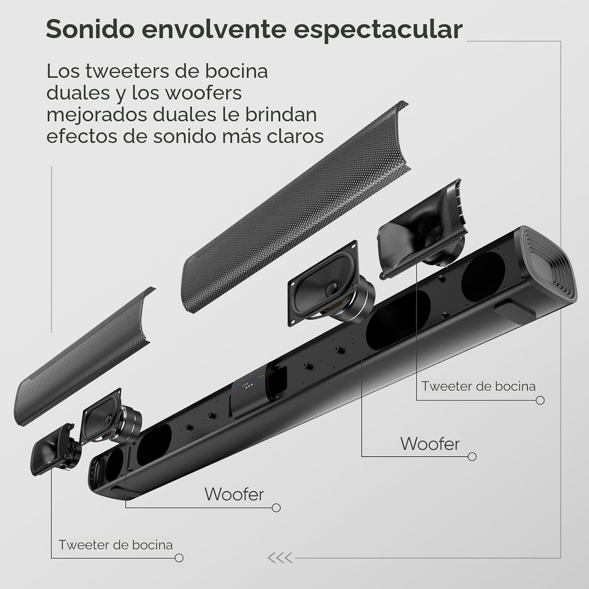 Barra de sonido para Smart TV, 2 en 1 desmontable, sonido
