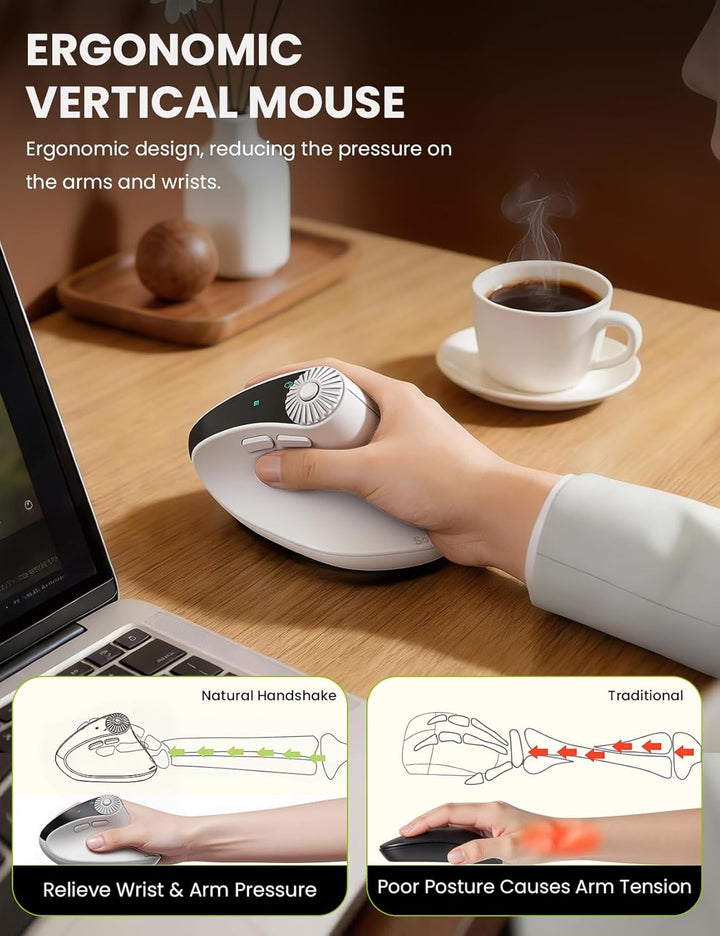 SABLUTE MAM51 Ratón ergonómico inalámbrico con rueda de desplazamie...