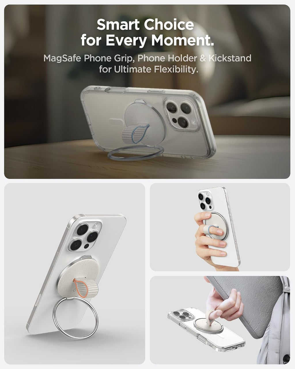 Spigen para MagSafe Phone Grip O-Mag Ring MagFit Correa de nailon Soporte