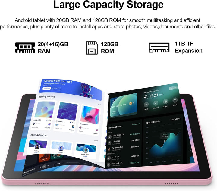 Nyxolaria Tablet Android 15.0 de 10.1 pulgadas, RAM 20 GB (4+16 exp...