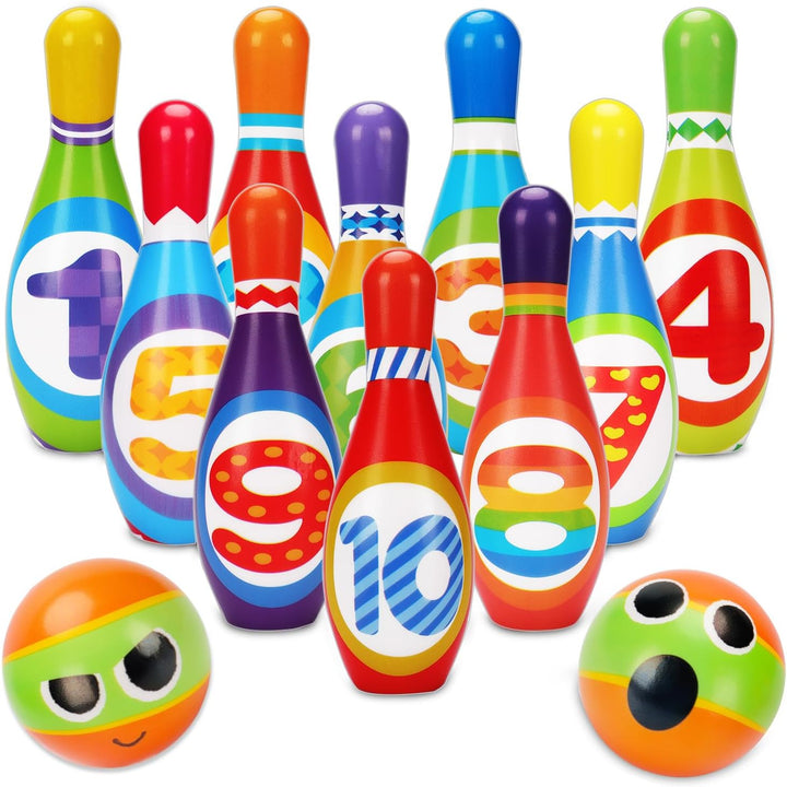 Juego de bolos para niños AugToy 2-5 años, juego de bolos de interi...