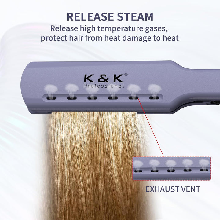 K&amp;K Plancha plana extra ancha con temperatura ajustable (290-45...