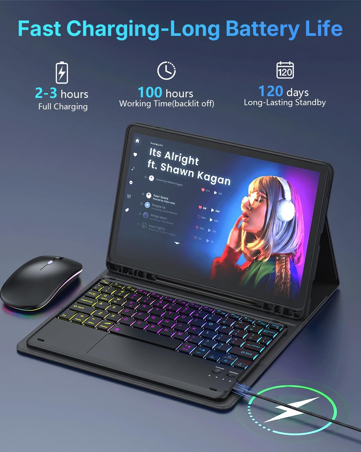 Funda para tablet con teclado para Samsung Galaxy Tab A11+ 5G/A9+ Plus de