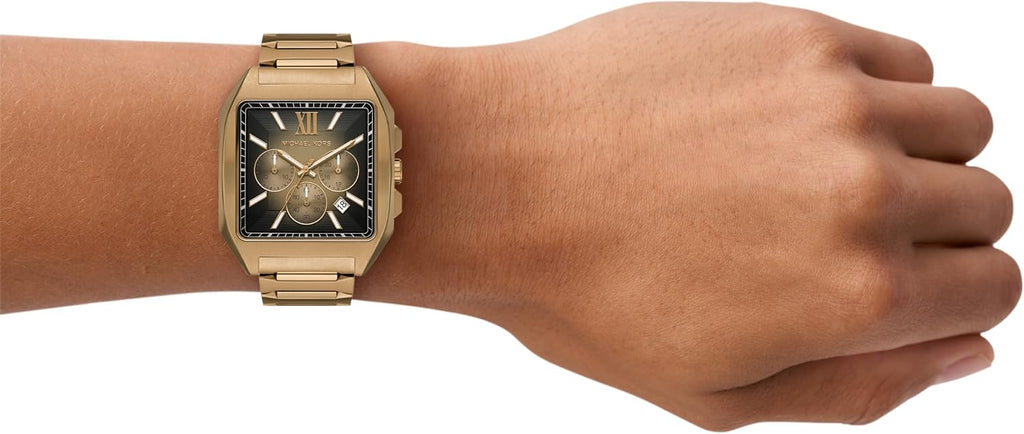 Michael Kors Hayes Square Sports Reloj para hombre, reloj de acero inoxidable para hombre