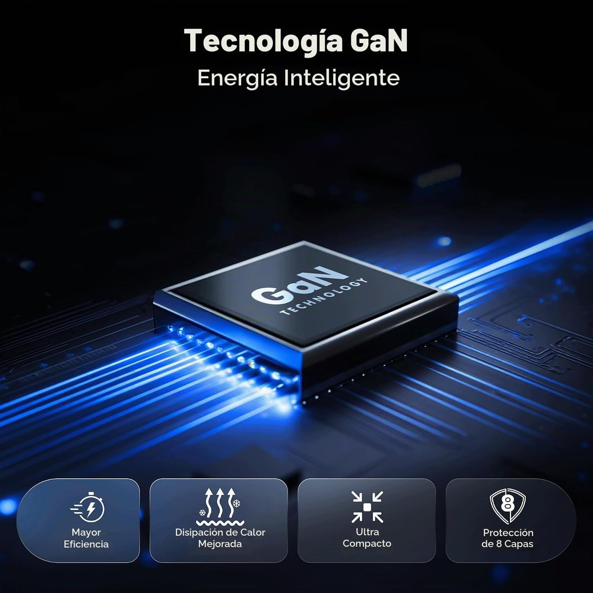 Cargador inteligente LED Wozoyo GaN de 70 W, carga 2XType-C y USB-A Superfast 2.0, compatible con iPhone 17/16/16 Pro Max/15 Series/iPad Pro, teléfonos inteligentes, tabletas y más, PD/PPS/QC 3.0