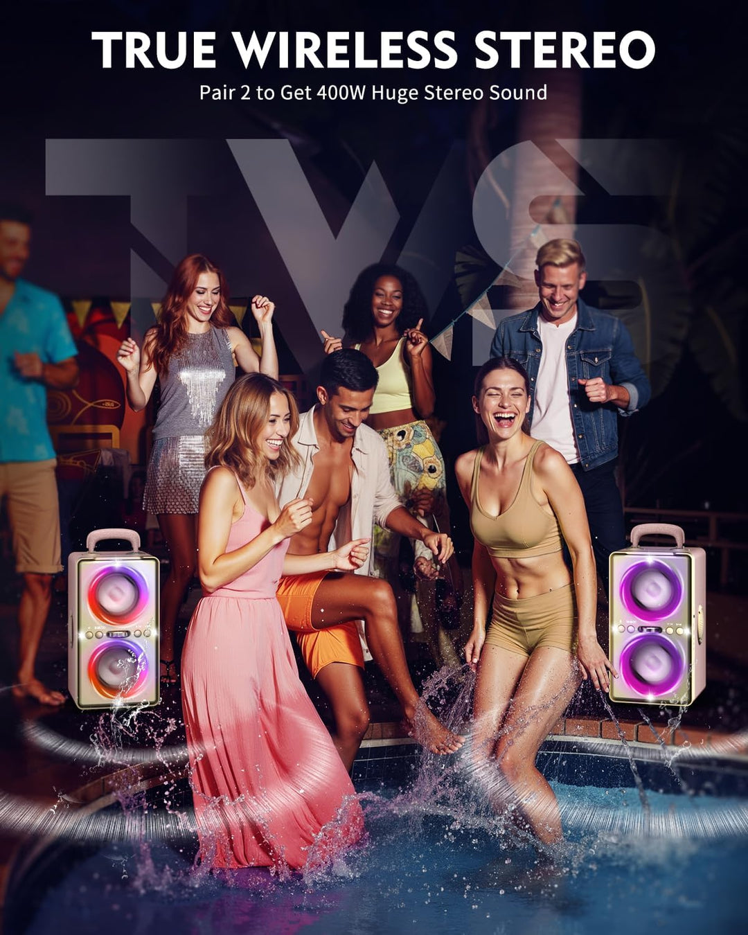 YIER Altavoz Bluetooth, altavoz de fiesta de pico de 240 W con grav...
