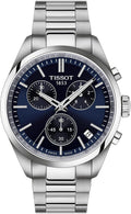 Tissot PR 100, cronógrafo de cuarzo suizo, 1.575 in, esfera azul, reloj para hombre