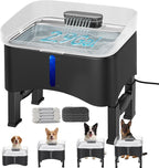UPSKY Fuente de agua elevada para perros sin derrames de 11L con 4 alturas