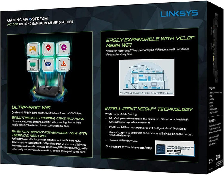 Linksys Router Wi-Fi inteligente AC3000 para redes domésticas, MU-M...