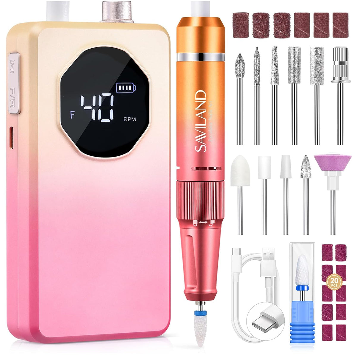 SAVILAND Kit de taladro eléctrico de uñas 2026, lima de uñas de eliminación