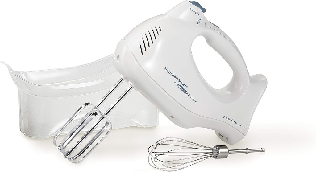 Hamilton Beach Power Deluxe - Batidora de mano eléctrica de 6 velocidades con QuickBurst