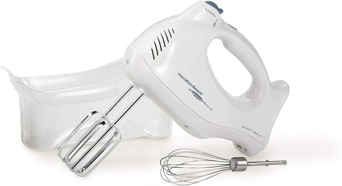 Hamilton Beach Power Deluxe - Batidora de mano eléctrica de 6 velocidades con QuickBurst