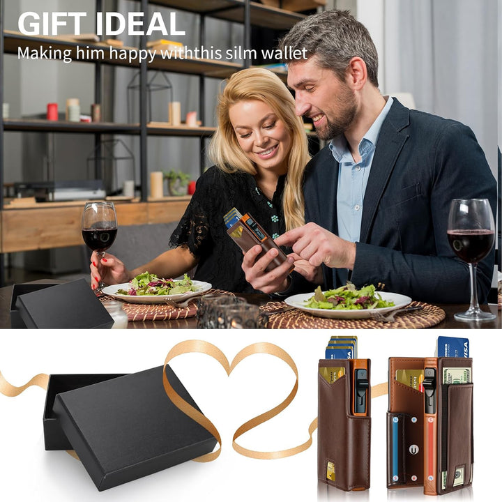Cartera delgada para hombre, con bloqueo RFID y tarjetero desplegab...