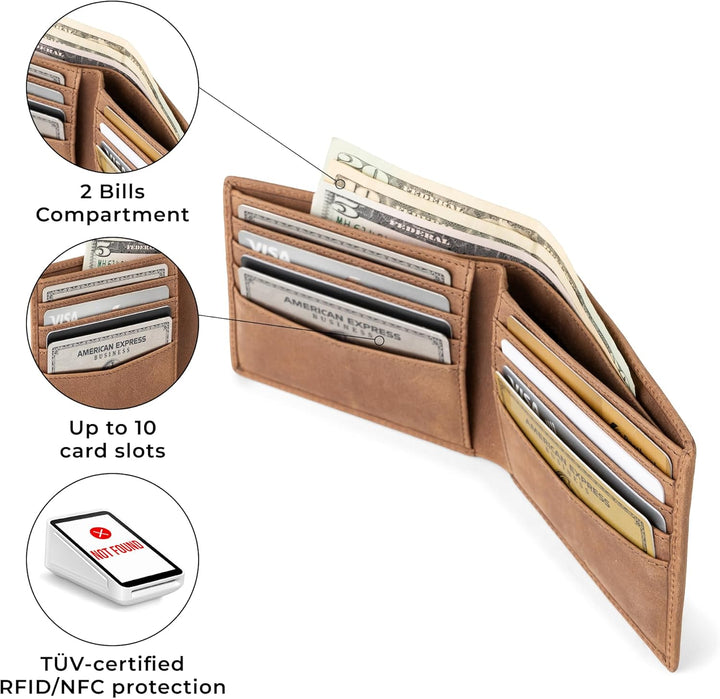BERLINER BAGS Cartera de cuero genuino para hombre, bloqueo RFID, p...