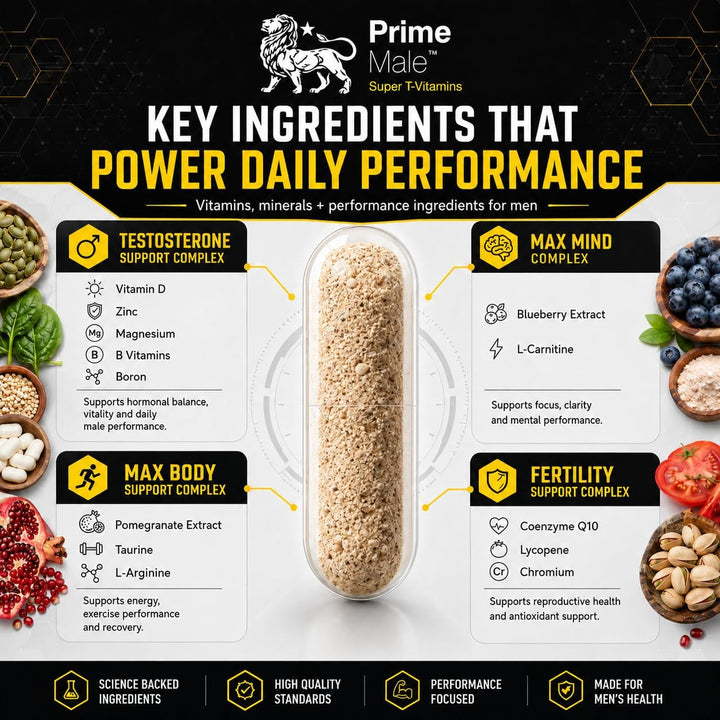 PRIME MALE Vitaminas T - Multivitamínico avanzado para hombres - Ap...