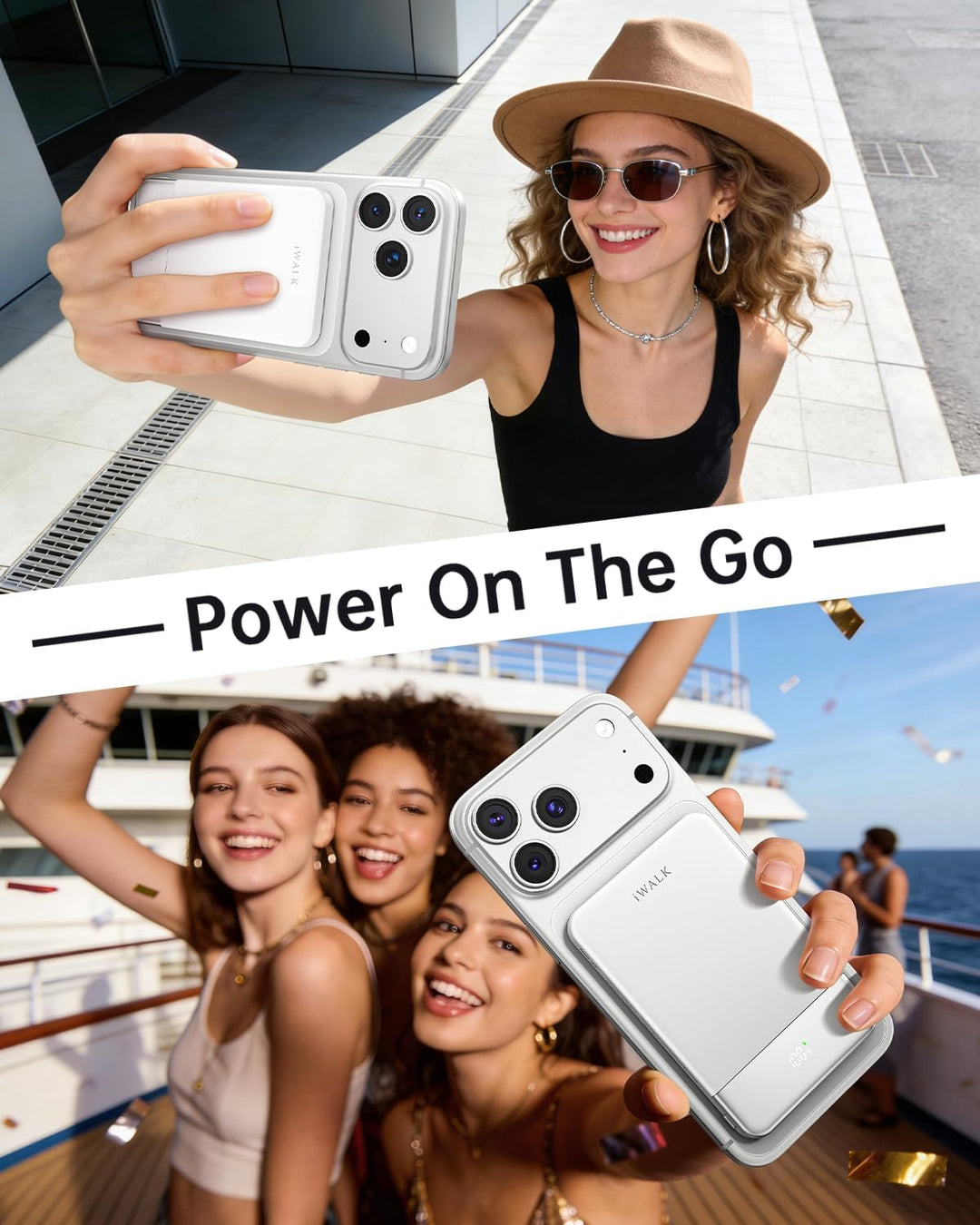 iWALK Cargador Portátil Magnético 5000mAh, Blanco