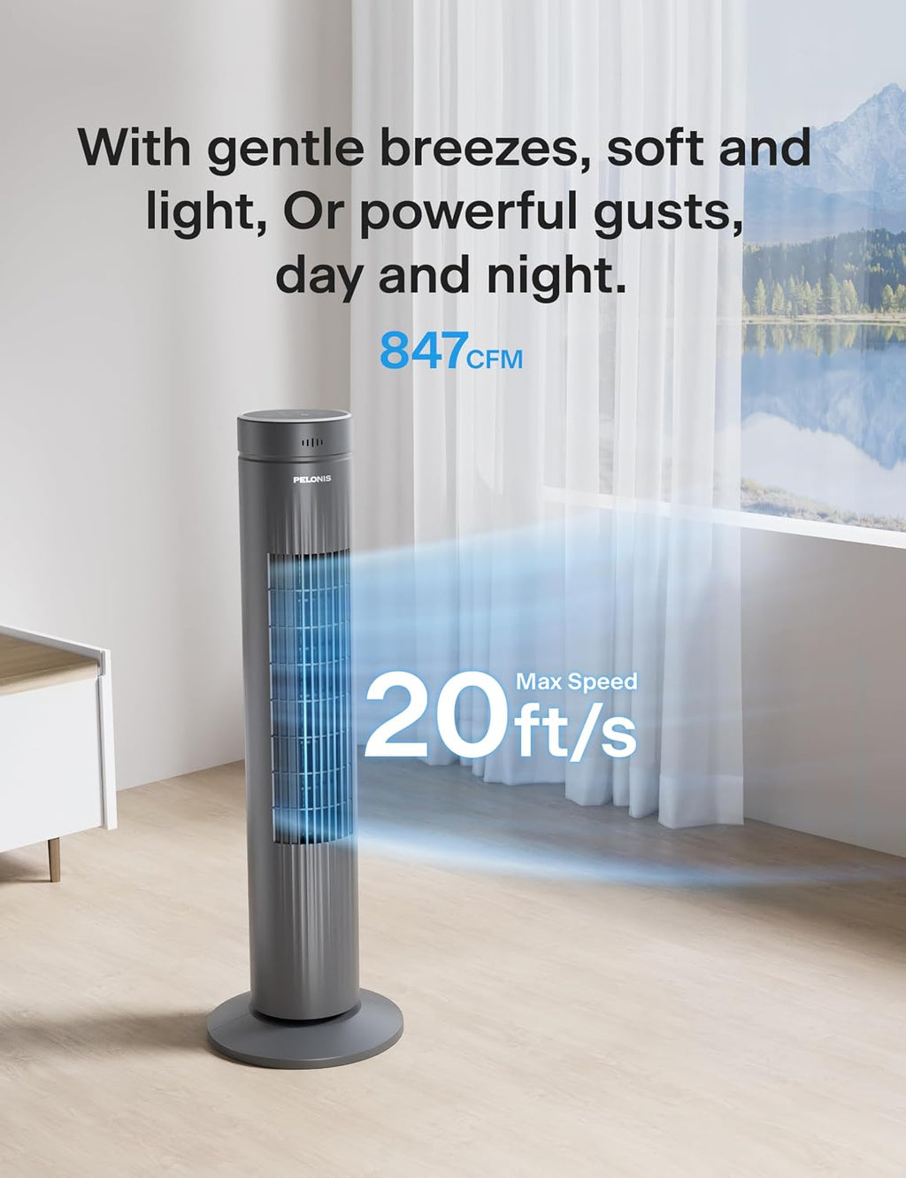 PELONIS Ventilador de torre oscilante de 30 pulgadas para dormitori...
