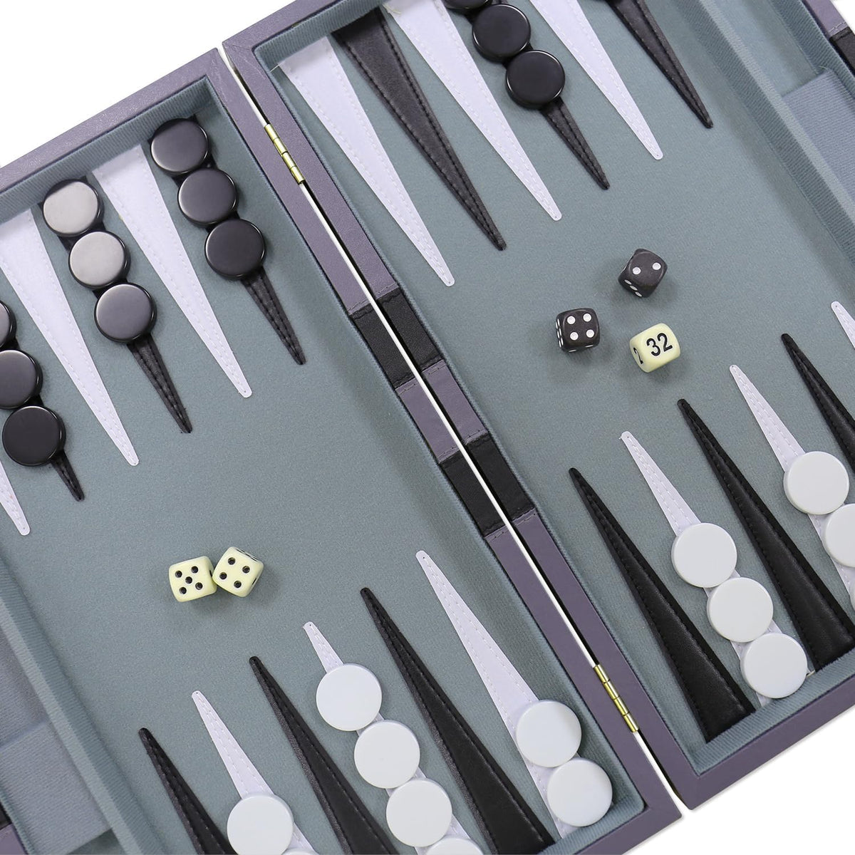 Backgammon - Juego de mesa clásico con funda de piel sintética de alta calidad, juego de estrategia de viaje portátil de backgammon para adultos, niños, noche de juego familiar, vacaciones y regalos (11 pulgadas, pequeño, gris)
