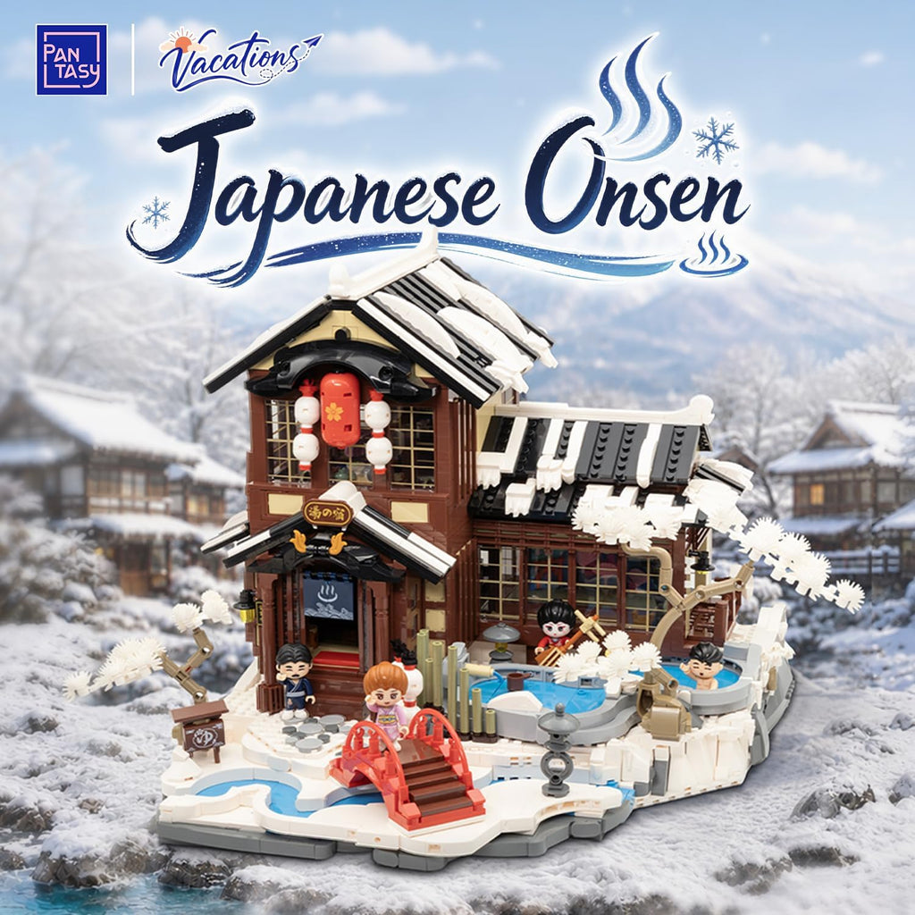 PANTASY Juego de construcción japonés Onsen para adultos, Snowy Hot Spring