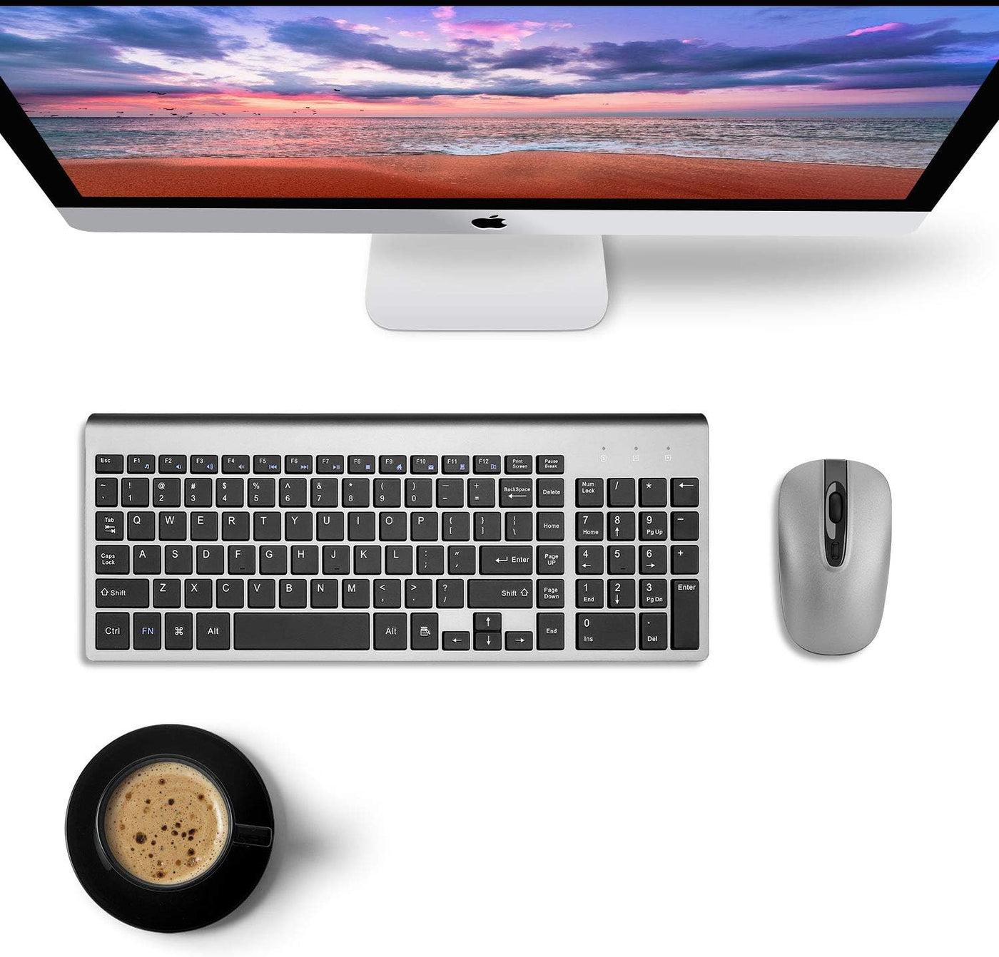 cimetech Combo de teclado y mouse inalámbricos, juego de teclado er...