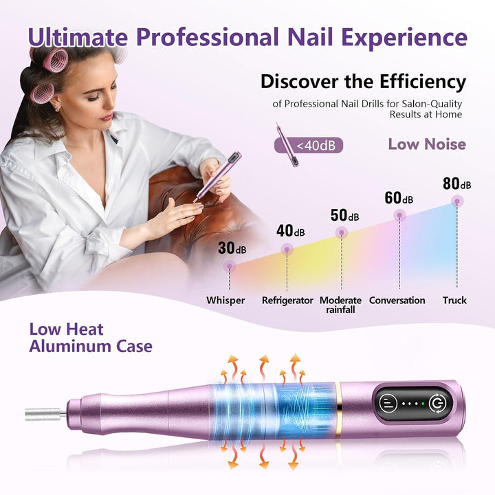 TUOBEO Kit de lima de uñas eléctrico inalámbrico para uñas, juego d...
