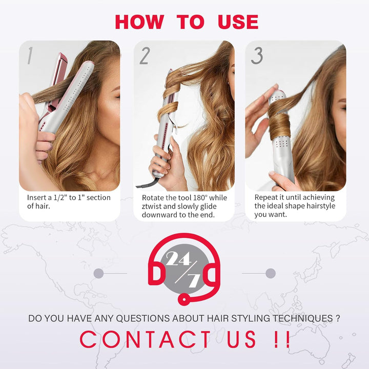BLUSHMARKS Airflow - Plancha y rizadora de pelo 2 en 1, plancha pla...