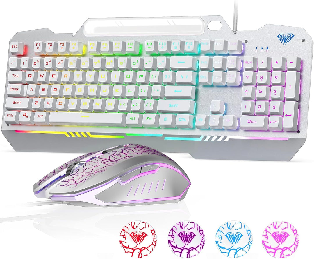 AULA Teclado Gaming, T102 Combo de Teclado y Ratón de 104 Teclas, T...
