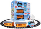 Juego de tren de juguete Lionel Mattel Thomas & Friends con batería, calibre O, con mando a distancia, locomotora, vagones de tren y vía con luces, sonidos auténticos de tren y efectos de vapor de