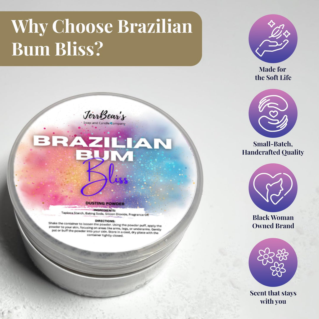 JerrBear's Polvo de polvo brasileño Bum Bliss, fórmula corporal...