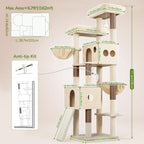 Globlazer Torre Alta para Gatos - Casa extragrande para gatos, S77D, beige