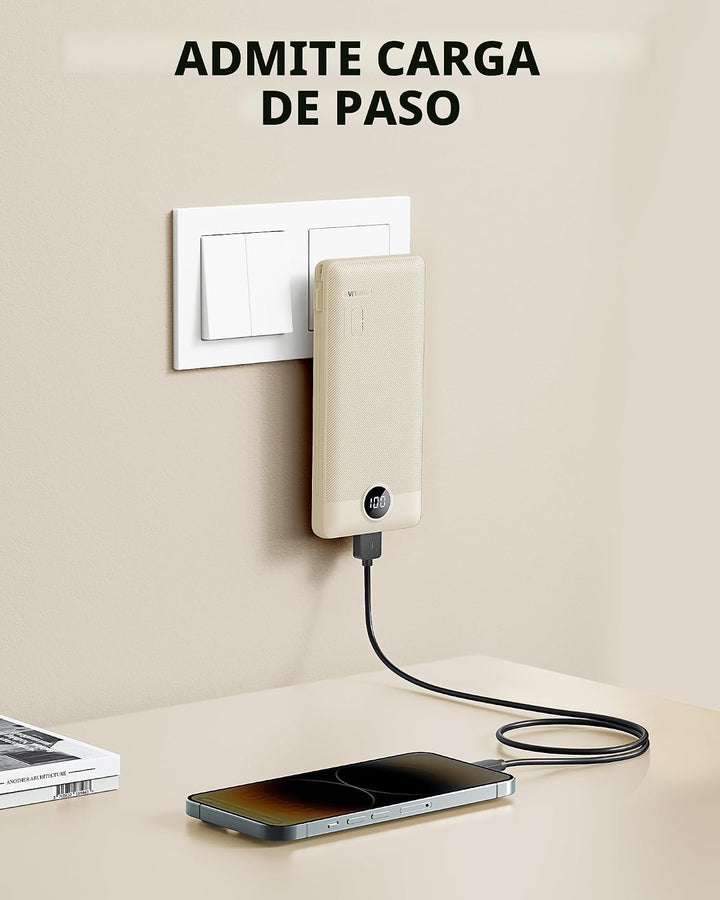 Cargador portátil con cables integrados y enchufe de pared AC, banc...