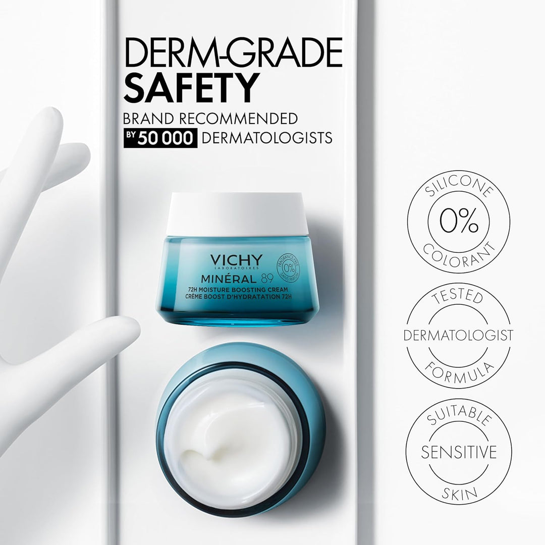 Vichy Mineral 89 Fragrance Free Cream, Moisture Boosting Cream with...