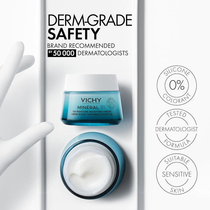 Vichy Mineral 89 Fragrance Free Cream, Moisture Boosting Cream with...