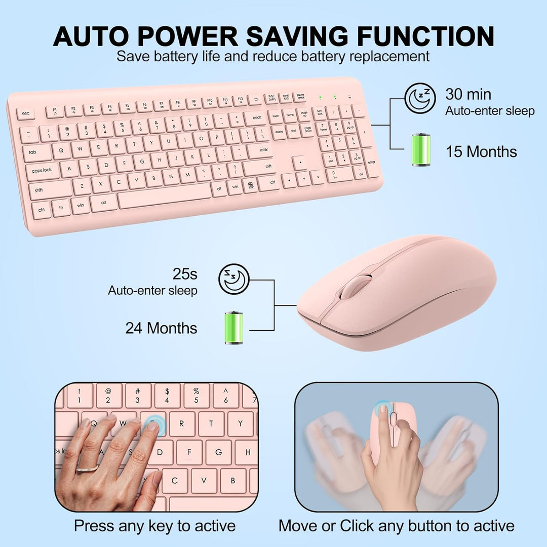 Combo de Teclado y Ratón Inalámbrico, Teclado y Ratón Ergonómico Si...