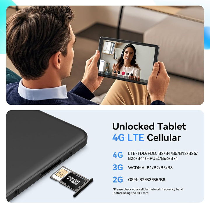 Topsand Tablet Android 15 de 8 pulgadas con ranura para tarjeta SIM...