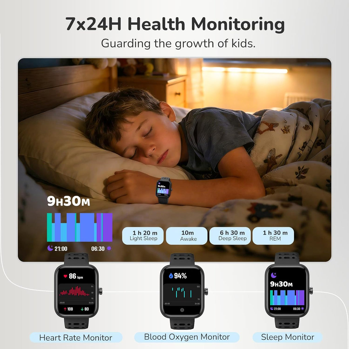 Reloj inteligente para niños, rastreador de actividad física, reloj inteligente para niños con monitor de salud, seguimiento de actividades y recordatorio de agua/descanso/tareas, reloj inteligente