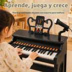 Teclado de piano para niños, teclado musical eléctrico de 37 teclas con micrófono, soporte y taburete, juguetes de piano para principiantes de 3, 4, 5, 6 años, regalo de cumpleaños para niñas y niños