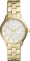 Moderno y sofisticado reloj multifunción de acero inoxidable dorado