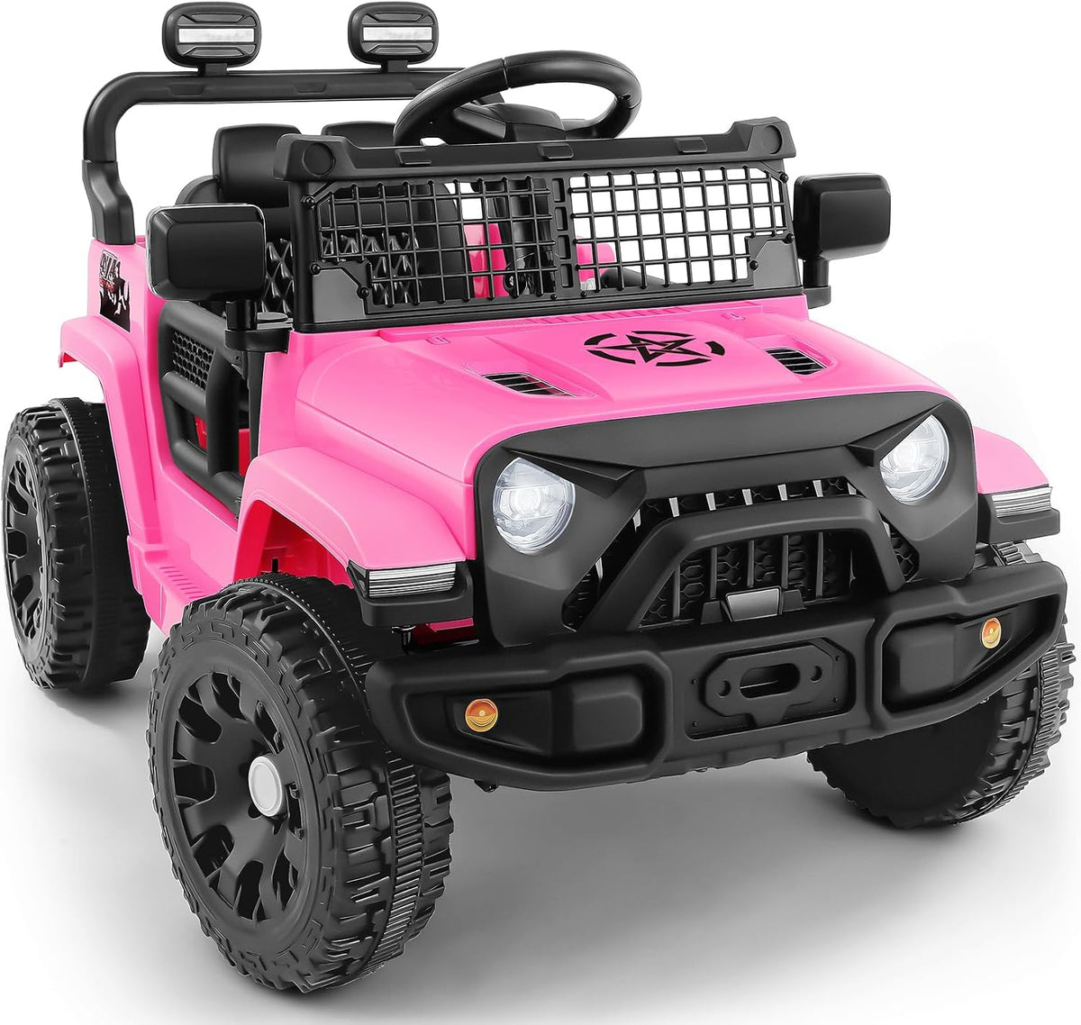 Auto de paseo para niños, juguetes de paseo de 12 V con control remoto, autos eléctricos para niños con Bluetooth, luces LED, auto a batería para niños pequeños, vehículo todoterreno a batería