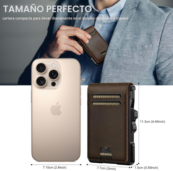 furid Cartera de cuero genuino para hombre: carteras minimalistas R...