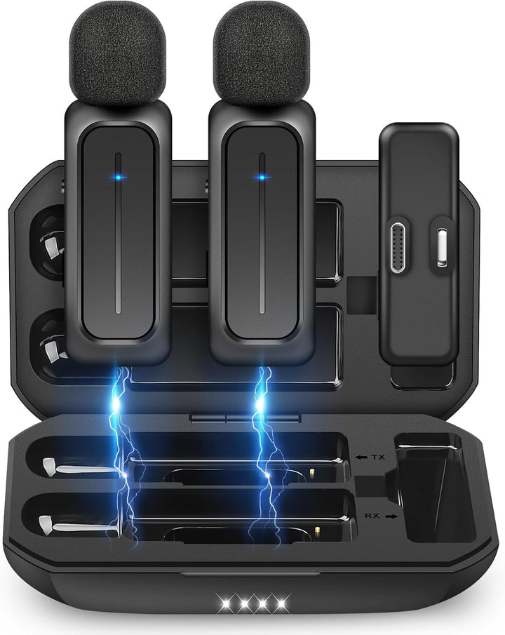 Ecomxia 2 Piezas Micrófono de Solapa Inalámbrico para iPhone iPad A...