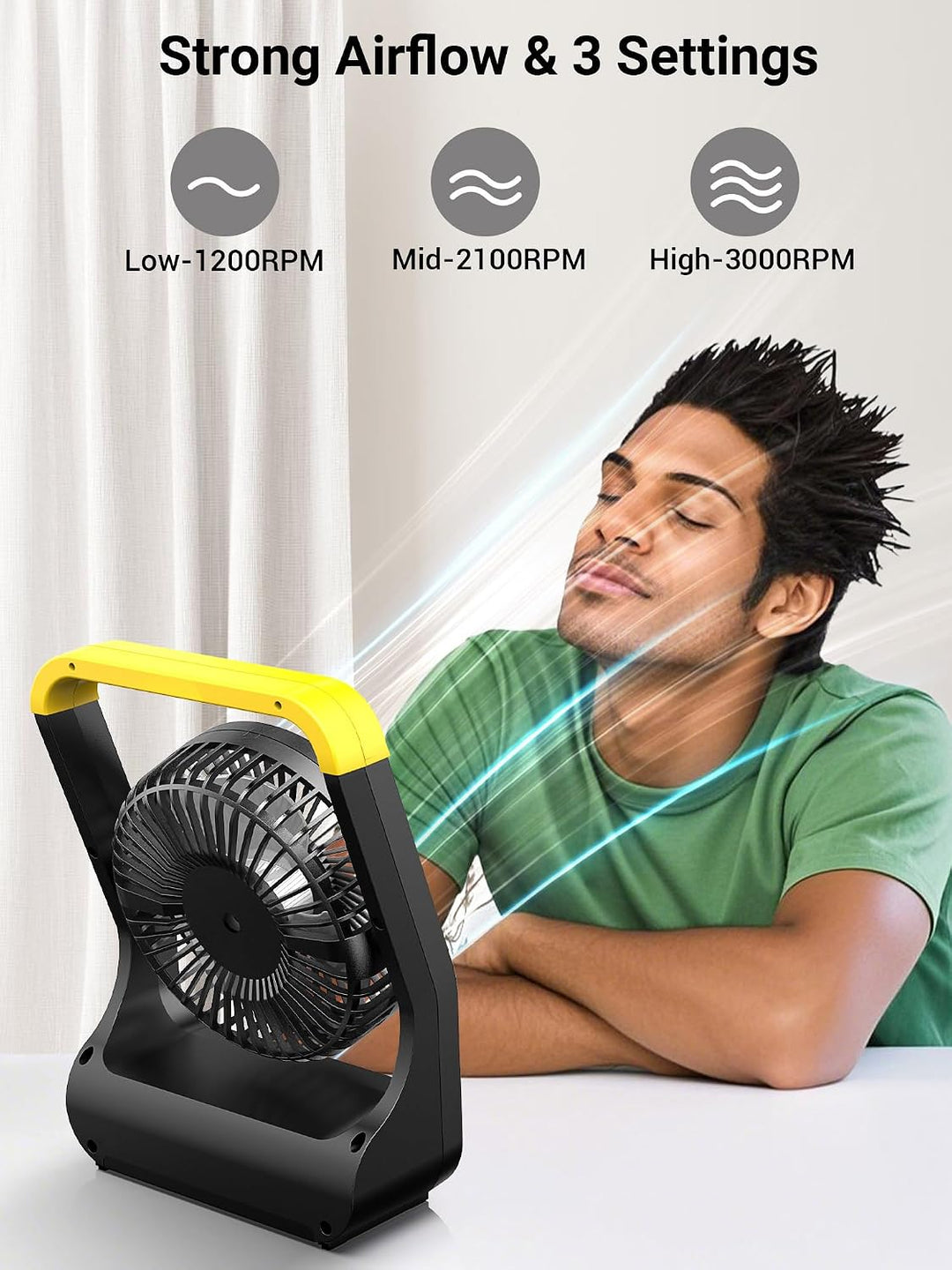 Gazeled F15 Ventilador alimentado por batería, ventiladores de larg...