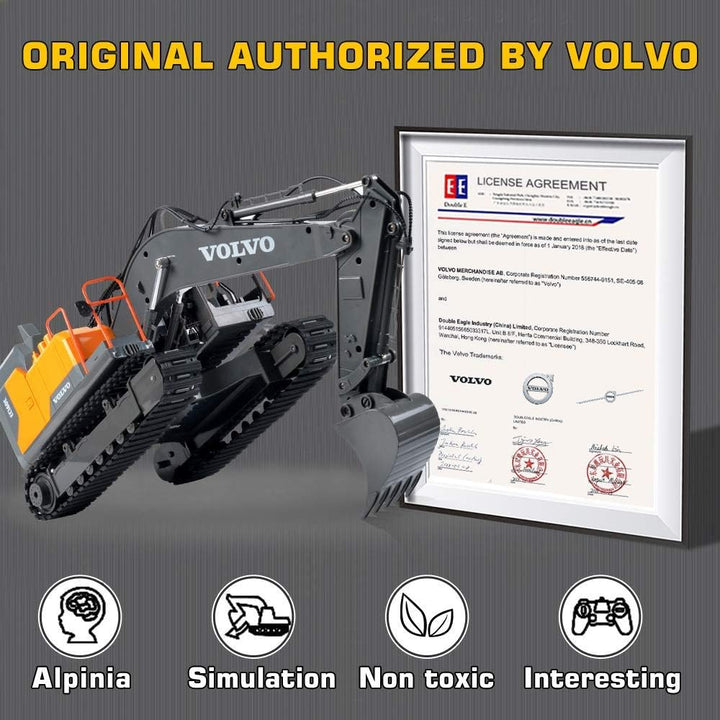 DOUBLE E Volvo Excavadora RC de 17 canales 3 en 1, juguetes de cons...