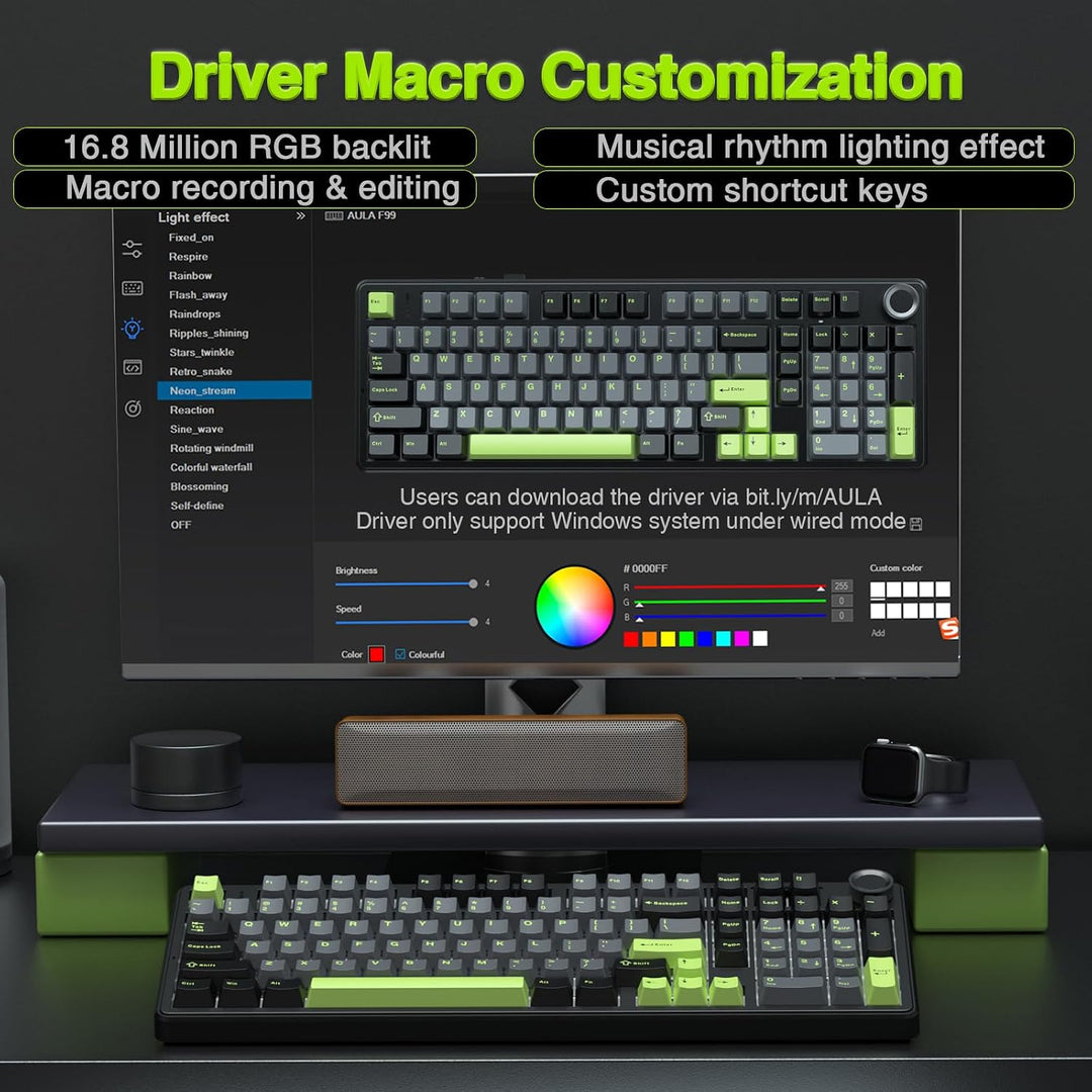 AULA F99 Pro Teclado Mecánico Inalámbrico con Perilla, Sonido Cremo...