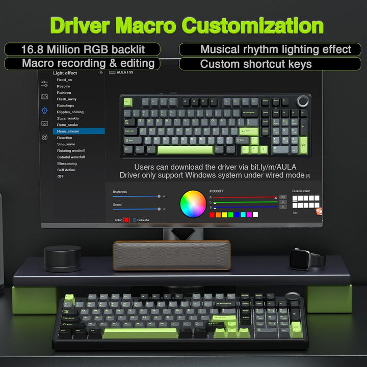 AULA F99 Pro Teclado Mecánico Inalámbrico con Perilla, Sonido Cremo...