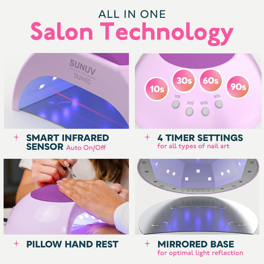SUNUV Luz LED UV para uñas, secador de uñas para esmalte de gel con...