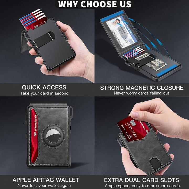 KIKVES Billetera AirTag para hombres, tarjetero para hombres para A...