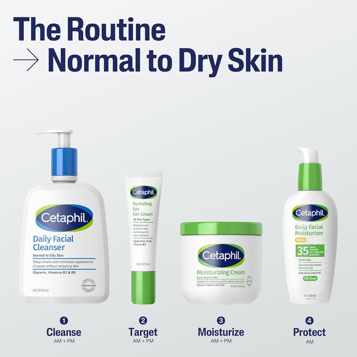 Limpiador facial de Cetaphil, limpiador facial diario para pieles s...