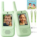 Walkie Talkies de video para niños, paquete de 2 intercomunicadores de video recargables de mano para niños, juguetes para interiores y exteriores, para juegos familiares, exteriores, campamento